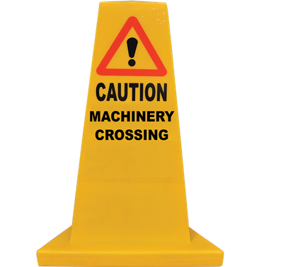 Yellow Hazard Cone (Machinery Crossing)
