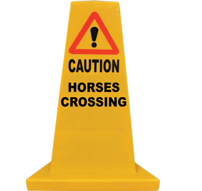 Yellow Hazard Cone (Horses Crossing)